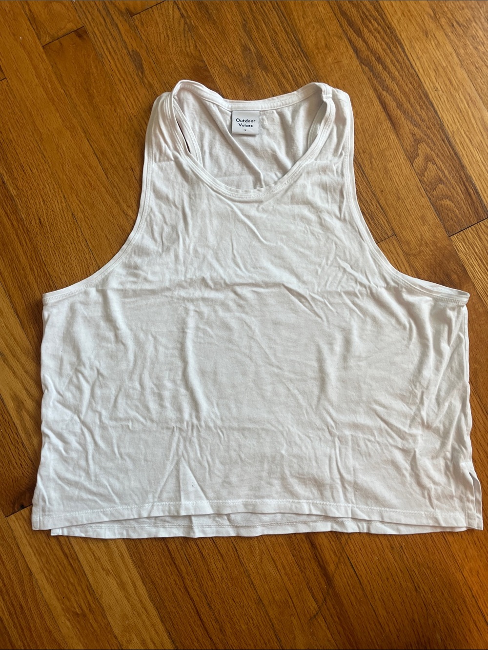 Outdoor Voices Everyday Organic 100% CottonMuscle Tank Top NWT $50 White Sz L